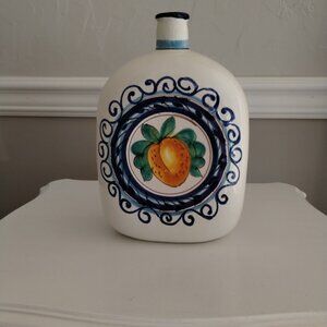 Ceramic Pottery Bottle for Liquor or Just Decore Hand-Painted in Italy 8 ¾” Tall